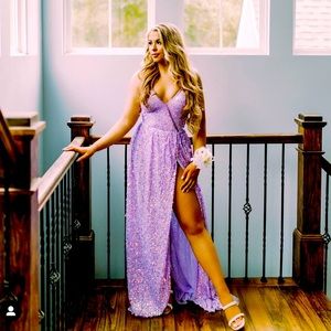 Sherri Hill size 6. Worn once. Runs big for Sherri Hill. Has a body suit liner.